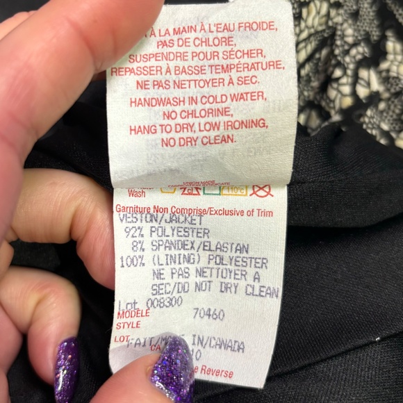 Joseph Ribkoff Blazer Women’s 16 Sequins Lace Pattern Floral Midi Floral Black - Picture 6 of 12